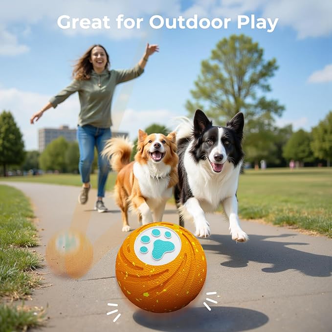 Lovkid Smart Interactive Dog Ball Toy - Durable E-TPU for Aggressive Chewers, 3 Play Modes Automatic Moving, Bouncing, Pet Gift for Medium and Large Dogs Indoor & Outdoor Use(Orange)