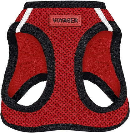 Best Pet Supplies - All Weather Mesh / Plush, Reflective, No Pull Harness for Small, Medium Dogs, Cats - Secure with Hook & Loop Fastener, Buckle, Double D-Rings - Red/Black Trim, XL