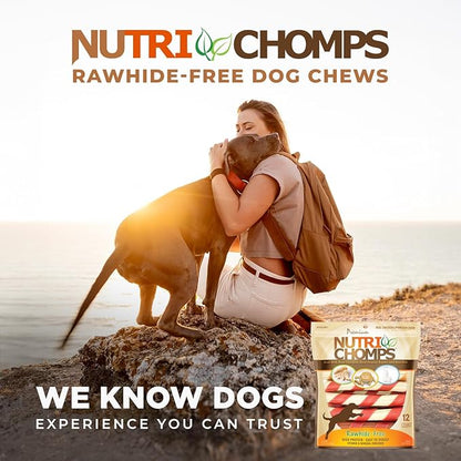 NutriChomps Dog Chews – 6-inch Twists, Easy to Digest, Rawhide-Free Dog Treats, Healthy, 12 Count, Real Chicken, Peanut Butter and Milk flavors