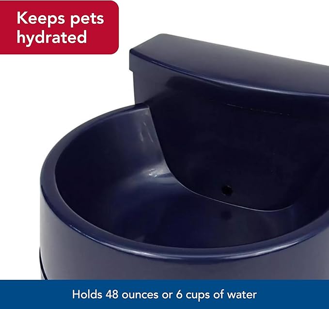 Coastal Pet Bergan Auto-Wata - Outdoor Dog & Cat Water Dispenser - Automatic Water Bowl for Pets - Made from Durable, BPA-Free Plastic - Self-Watering Cat & Dog Bowl - Navy, 48 Ounces