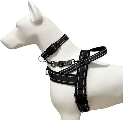 Dog Collar Safety Clip, Reflective Double-Ended Backup Connector for Harness to Collar, Adjustable Safety Clip for Prong, Pinch Collars, Prevents Escapes & Accidental Disconnection