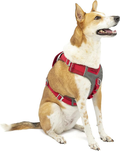 Kurgo Journey Air Dog Harness - Secure Fit for Active Dogs - Padded Chest - Lightweight Ripstop Fabric - Breathable Mesh - Reflective Trim - Back Assist Handle - Red - X-Large