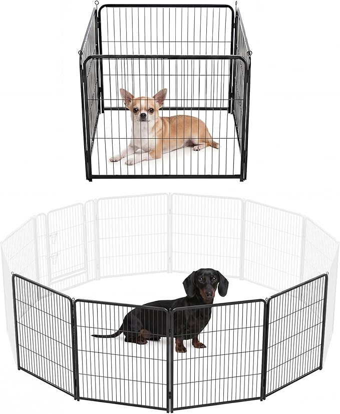 NEWBULIG Dog Playpen for Indoor 24 Inch 4 Panels - Portable Heavy Duty Metal Pet Exercise Pen, Foldable Small Dog Puppy Playpen Fence for Outdoor RV, Camping, Yard, Garden