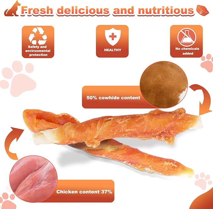 Puppy Training Snacks Dog Chews Treats Chicken Wrapped White Rawhide Sticks 0.5lb