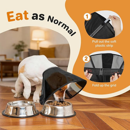 Breathable Mesh Dog Cone Collar for Surgery, Soft Elizabethan Recovery Alternative to Stop Licking,Pet Neck Collar for Large Medium Small Breeds(Black,7)