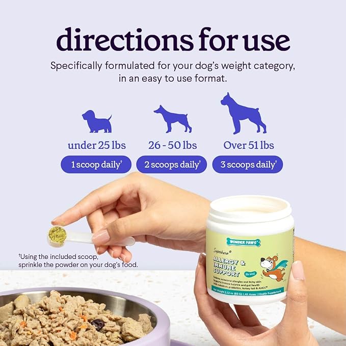 Premium Allergy & Immune Probiotics for Dogs – Allergy Relief, Itchy Skin Relief, Scratching, Digestion, Seasonal Allergies & Immune Support - Allergy Immune + Itch With Quercetin & Mushrooms - 2.12oz