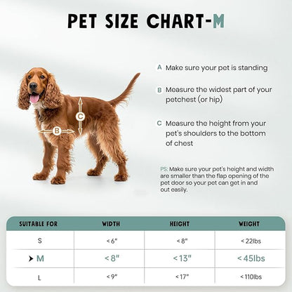 Dog Door for Door All Aluminum Alloy 3 Flaps White, Medium Doggy Doggie Door, Cat Door Heavy Duty Pet Door for Dogs, Insulation Flap and Lockable Closing Panel, Durable Rust Resistant, Pet Up to 45lb