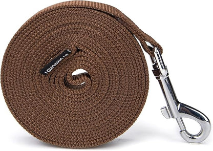 Strong Durable Nylon Dog Training Leash, 1 Inch Wide Traction Rope, 6 ft 10ft 15ft Long, for Small and Medium Dog (Brown, 6 Feet)