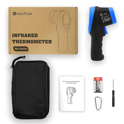 HOLDPEAK IR Thermometer with Color LCD Display -58℉~3272℉ D:S=50:1 Non-Contact Thermometer Gun, Nine Laser Pointer Adjustable Emissivity for Cooking, Grill, Industrial