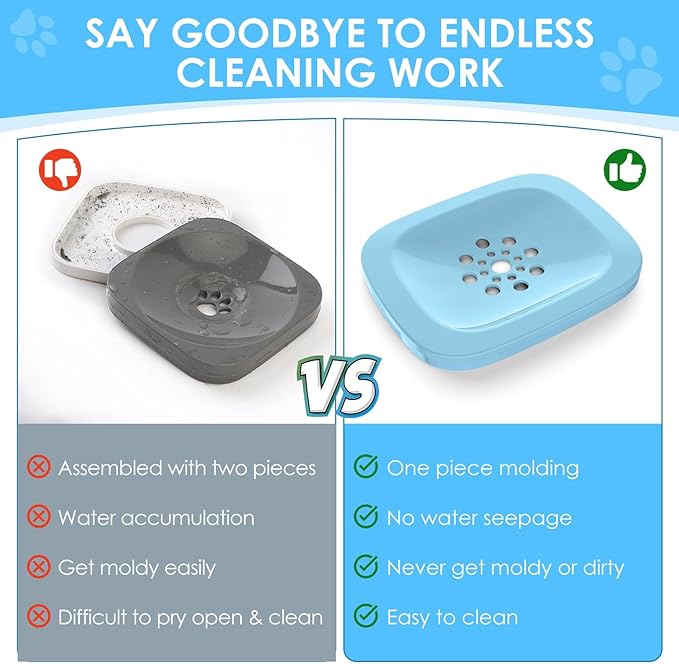 AONKEY 3L Dog Water Bowl No Spill, 101oz Large Spill Proof Dog Bowl Reduce Refill, Anti Splash No Mess Dispenser Dripless Slow Drinking Water Bowl for Sloppy Messy Drinkers (Sky Blue)