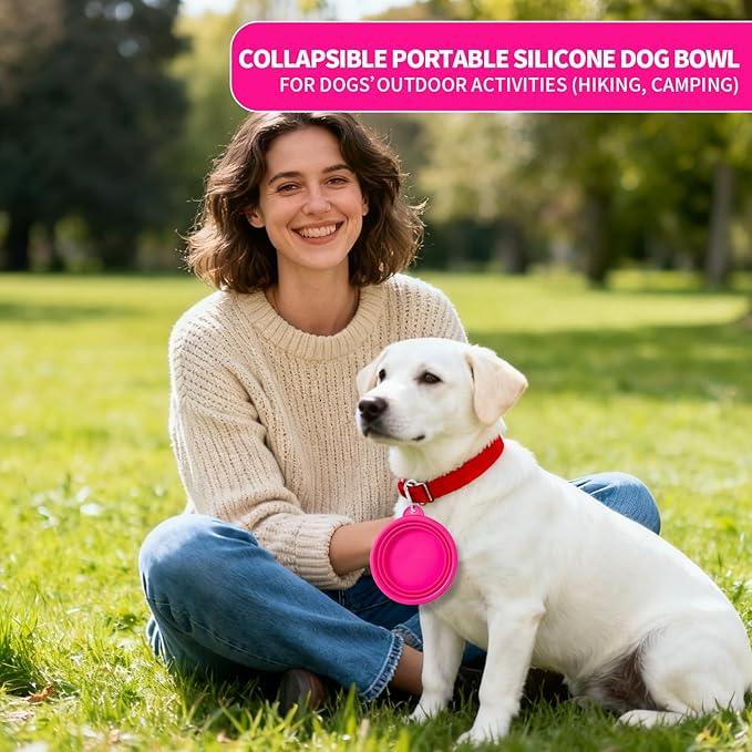 SLSON Collapsible Dog Bowl, 2Pack Macaron Color Pet Travel Bowls Silicone Foldable Water Feeder Dish for Small to Large Dogs Cat Walking Hiking Camping (Macaron Bright Pink and Bright Green, Small)