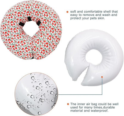 Protective Inflatable Collar for Dogs and Cats - Soft Pet Recovery Collar Does Not Block Vision, Prevents Pets from Touching Stitches, Wounds and Rashes (Floral - 1, Neck 18" - 20")