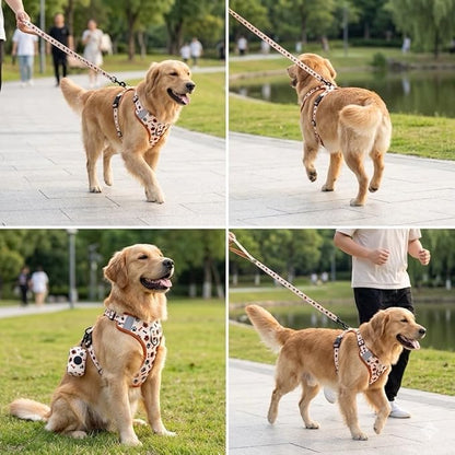 No Pull Dog Harness Set 4PCS – Adjustable Soft Vest Harness with Leash, Collar & Poop Bag Dispenser – Durable & Comfortable for Medium Large Dogs (Size L)