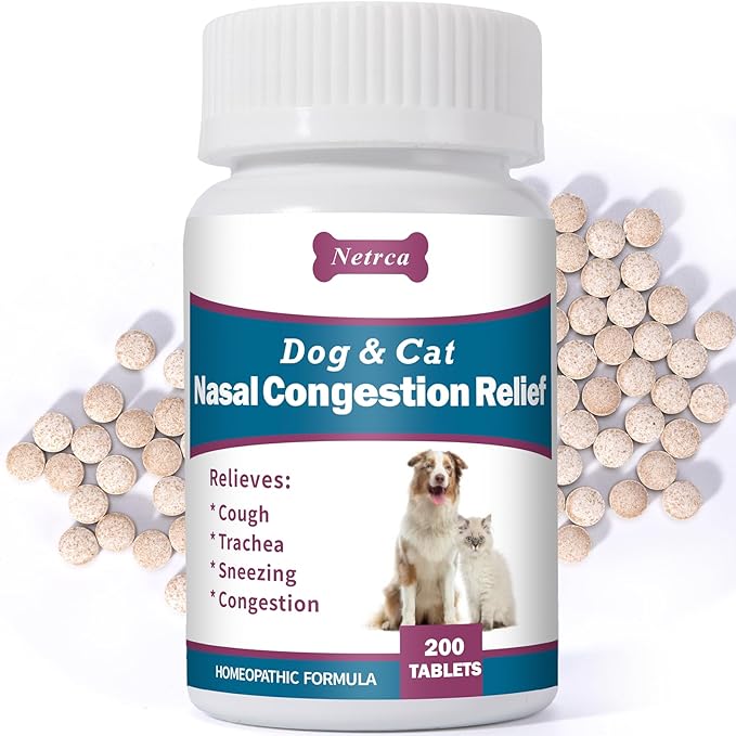 Dog and Cat Nasal Congestion Relief - Helps Relieve Sneezing, Trachea, Runny Nose & Nasal Congestion | Easy-to-Administer Tablets (200 ct)