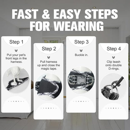 BEAUTYZOO Step in Dog Harness and Leash Set,Reflective Dog Harness No Pull No Choke Puppy Harness for Small Medium Large Dogs Cats,Soft Padded Mesh Vest Harnesses for Girl and Boy Pets,Black Plaid S