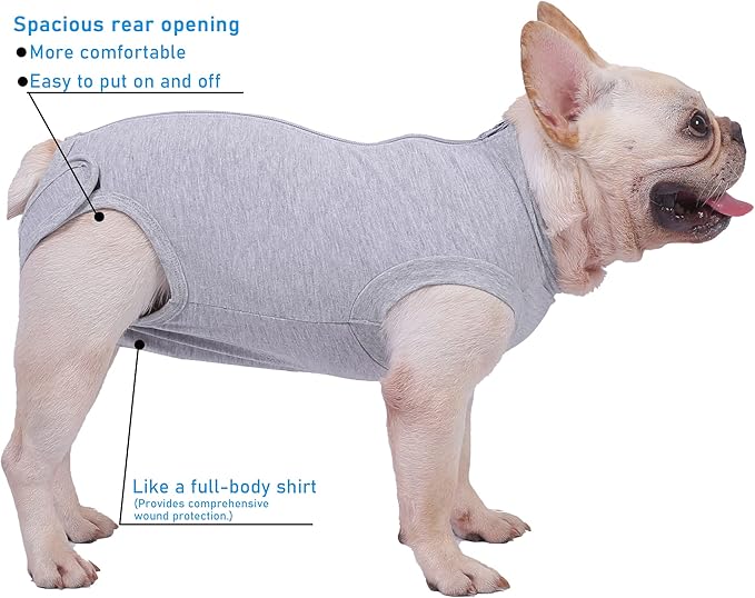 Dog Surgery Recovery Suit - After Spay, Abdominal Wounds Post Surgical Recovery, Anti Licking Breathable Dog Onesies for Small, Medium & Large Pet, Alternative Bandages Cone E-Collar