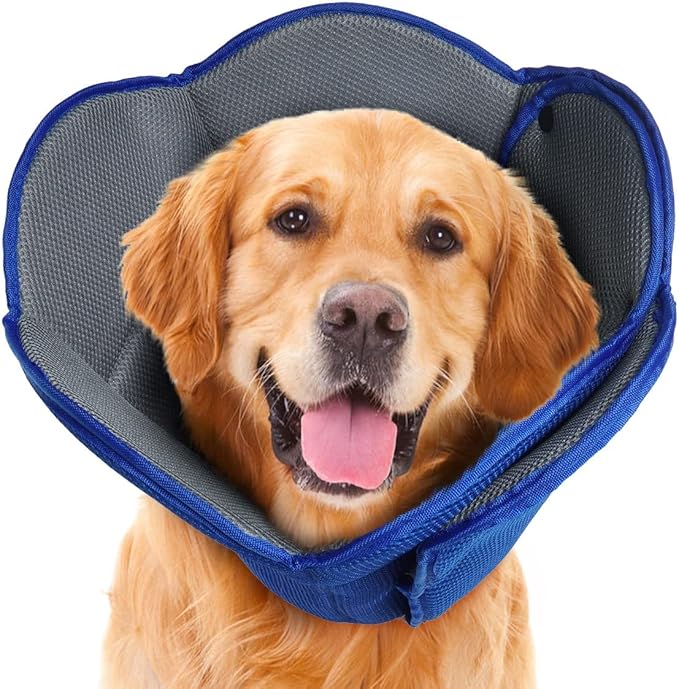 Soft Dog Cone Collar Alternative to Stop Licking,Comfort Recovery Collar for Large, Medium,Small Dogs,Adjustable Elizabethan Collar Alternative,Dogs Recovery Collar After Surgery,Blue,M