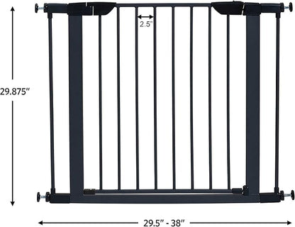 MidWest Homes for Pets 29-Inch High Walk-Thru Pressure Mounted Steel Dog Gate, Expands to 38 Inches Wide, Includes 3-inch Extensions, Textured Graphite