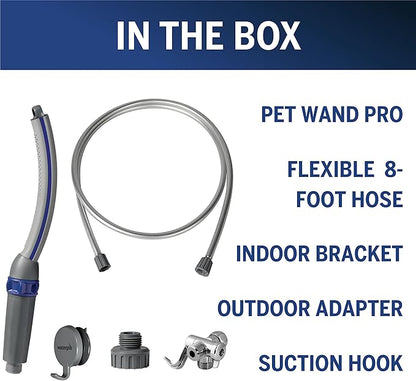 Waterpik Pet Wand Pro Dog Shower Attachment for Fast and Easy Dog Bathing and Cleaning,Indoor-and Outdoor Sprayer Includes 8-Foot Flex Hose,Blue/Grey,PPR-252E,(Pack of 2)
