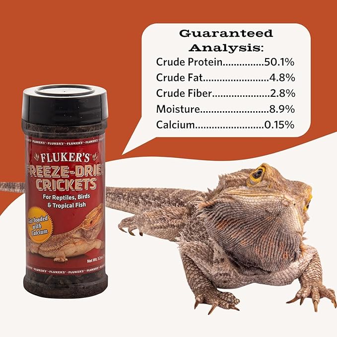 Fluker's Freeze Dried Crickets, Ideal for Reptiles, Birds, and Fish, Packed with Protein and Essential Nutrients, 1.2 oz