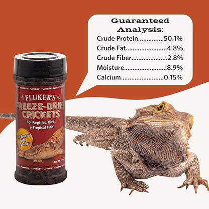 Fluker's Freeze Dried Crickets, Ideal for Reptiles, Birds, and Fish, Packed with Protein and Essential Nutrients, 1.2 oz