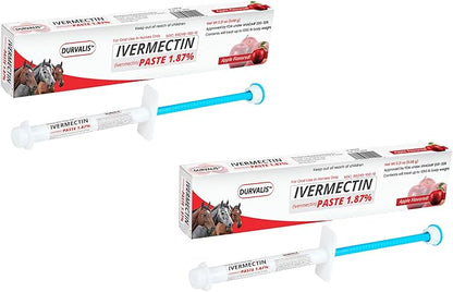 Ivermectin Horse Paste 1.87% Dewormer 6.08g Dose-Effective Appled Flavored Ivermectin Paste for Equine Care,Horse Deworming Paste -for Horses Up to 1250 lb (2 Pack)