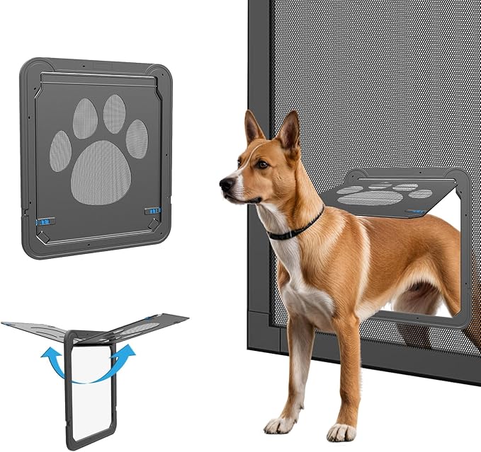 Dog Screen Door with Magnetic Closure Pet Screen Door for Sliding Screen Door/Window Lockable Door for Dog
