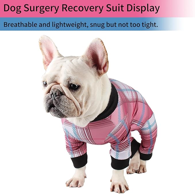 Dog Onesie for After Surgery Recovery Suit Pet Surgical Suit for Female Male Cone E-Collar Alternatives After Spay Abdominal Wounds Protector Dog Anti-Licking Onesie for Small Medium Dogs
