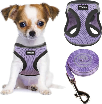 YIMEIS Dog Harness and Leash Set, No Pull Soft Mesh Pet Harness, Reflective Adjustable Puppy Vest for Small Medium Large Dogs, Cats (Taro Purple, Small (Pack of 1)