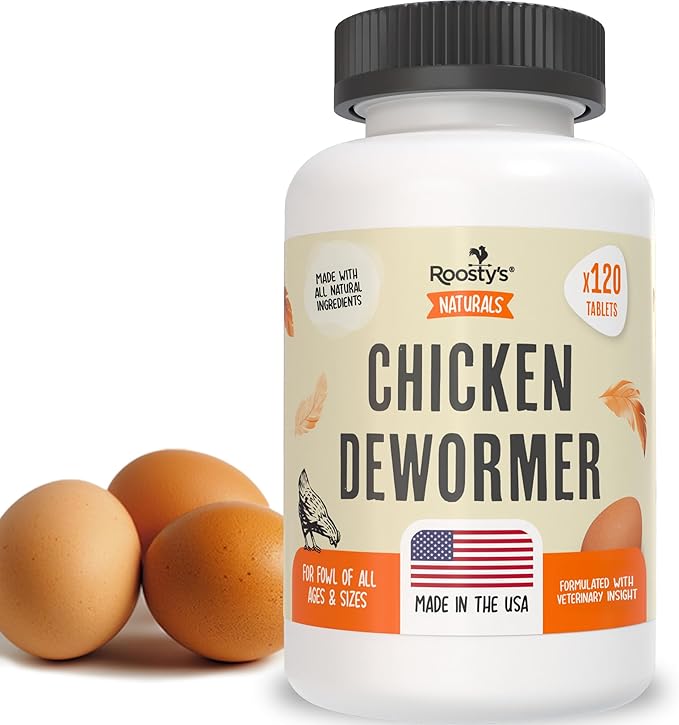 Roosty's Naturals De-Wormer for Chickens | 120 Count | All-Natural Formula | US-Made Chicken Wormer, Poultry De-Wormer |