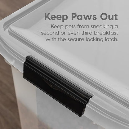 IRIS USA Airtight Dog Food Storage Container, WeatherPro, Up to 10 lbs, for Dog Cat Bird and Other Pet Food Storage Bin, Keep Fresh, Translucent Body, Made in USA, Clear/Gray