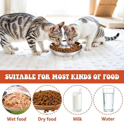 4 Pcs Stainless Steel Puppy Weaning Bowls, Cat Bowls for Food Water, Multiple Puppies Feeder Whelping Dishes, Litter Feeding Station Pans for Small Dogs Cats Eating at Same Time