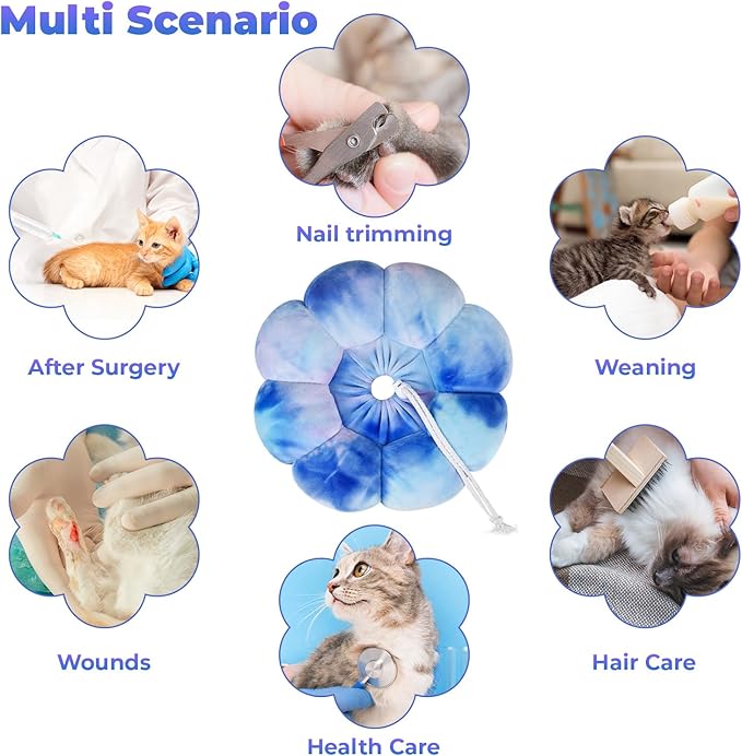 Adjustable Dog Cone Collar, Soft Dog Elizabethan Collar Recovery E Collar After Surgery, Recovery E-Collar for Kittens/Puppies and Cats Recovery (Purple Blue, M)
