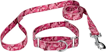 Country Brook Design - Pink Bone Camo Martingale Dog Collar and Leash - Camouflage Collection Featuring Rugged Designs (1/2 Inch, 2XS)