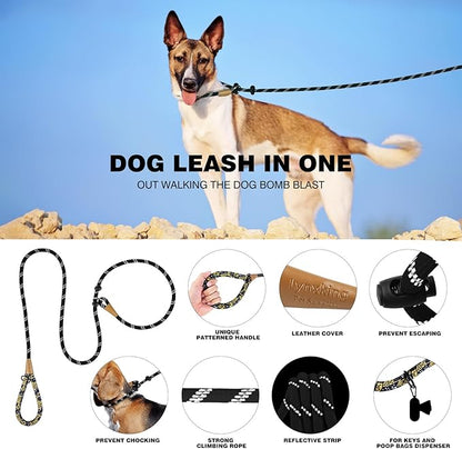 lynxking Slip Lead Dog Leash Reflective, Heavy Duty Comfortable Strong Rope for Large Medium Small Dogs No Pull Pet Training (Black, Large 1/2in x 6ft-Slip Lead)