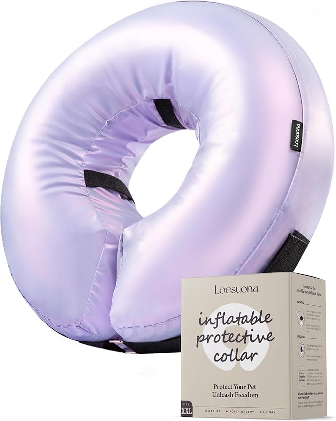 Inflatable Dog Cone Collar - Donut Collar Recovery ECollar Alternative After Surgery - Soft Dog Cone for Small Medium Large Dogs