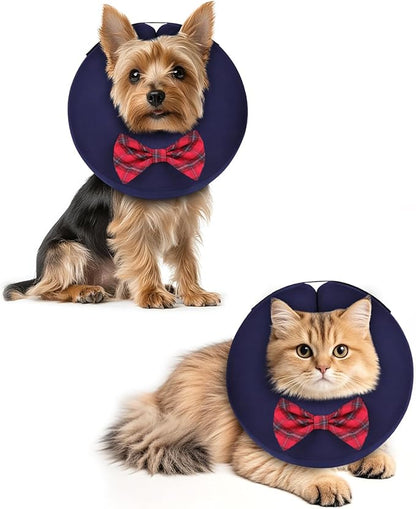 MIDOG Dog Cone Collar for Large Medium Dogs, Soft Inflatable Dog Cone Alternative After Surgery, Adjustable Protective Recovery Cone - Alternative E Collar Does Not Block Vision (Bow Tie,XS)