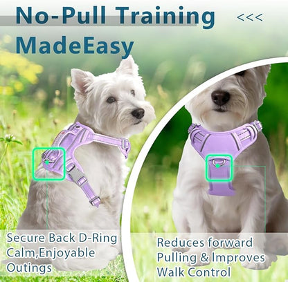 BARKBAY Dog Harness No Pull Oxford with ID Tag Pocket - Heavy Duty, Reflective, Easy Control for Large Dogs(Violet Purple Oxford,XS)