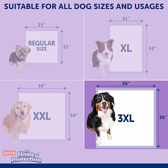 Hartz Home Protection Super Absorbent Odor Eliminating Lavender Scented No Leak Dog Pads, 3XL 14 Count