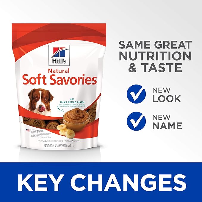 Hill's Natural Soft Savories Dog Treats, Peanut Butter & Banana, 8 oz. Bag