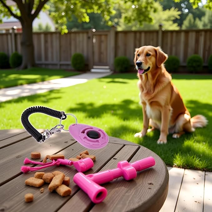 2Pcs Pink Dog Clicker for Training Easy to Use with Button Dog Training Accessories Strong and Long-Lasting, Training and Behavior Aids
