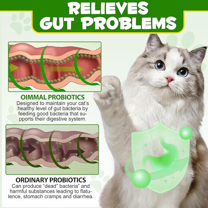 Cat Probiotic Powder with Prebiotics - 5 Billion CFU & 12 Strains to Treat Diarrhea, Vomiting, Digestive Support & Immunity Health