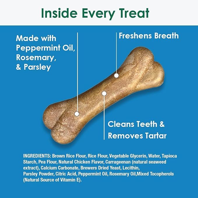 Bonies Natural Breath and Dental Formula Large-Sized Single Bone - All-Natural Ingredients, Fresh Breath, Cleans Teeth, Low Calories, Chicken Flavor, [Large Dogs], 72 Bones