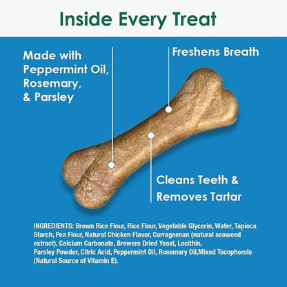 Bonies Natural Breath and Dental Formula Large-Sized Single Bone - All-Natural Ingredients, Fresh Breath, Cleans Teeth, Low Calories, Chicken Flavor, [Large Dogs], 72 Bones