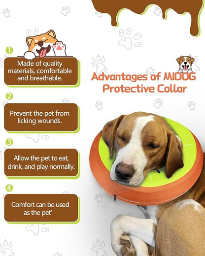 MIDOG Soft Inflatable Dog Cone,Donut E-Collar Alternative for After Surgery, Prevents Licking, Allowing Normal Eating & Vision,Comfortable Recovery Collar for Small Medium Large Dogs&Cats,Kiwifruit-XS