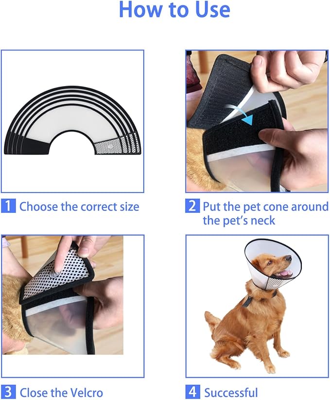 Dog Cone After Surgery, Adjustable Pet Recovery Collar for Dogs and Cats, Plastic Elizabethan Neck E-Collar Stop Licking Wounds (XXXL)