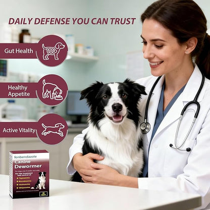 Fenbendazole Dewormer for Dogs & Puppies, Oral Treatment for Tapeworms, Roundworms, Hookworms and Whipworms, 24 Count