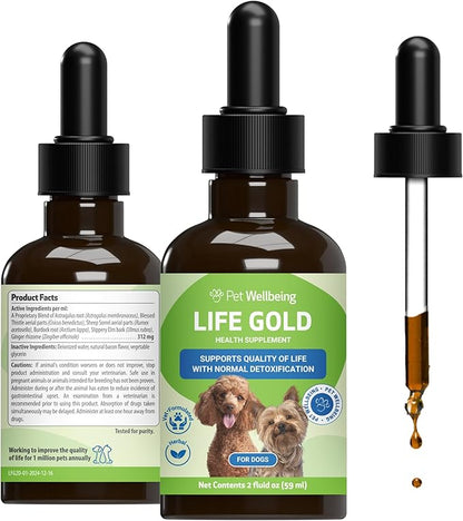 Pet Wellbeing Life Gold for Dogs - Vet-Formulated - Immune Support and Antioxidant Protection - Natural Herbal Supplement 2 oz (59 ml)