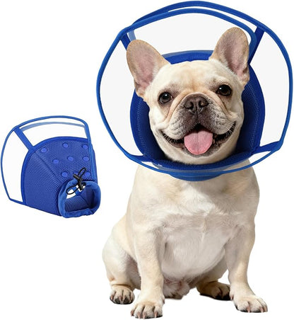 Kuoser Medium Dog Cone Collar After Surgery, Soft Cone for Dogs to Stop Licking, Breathable Pet Recovery Collar Comfy Elizabethan Collars, Adjustable Protective Dog Cones for Medium Dogs, Blue M