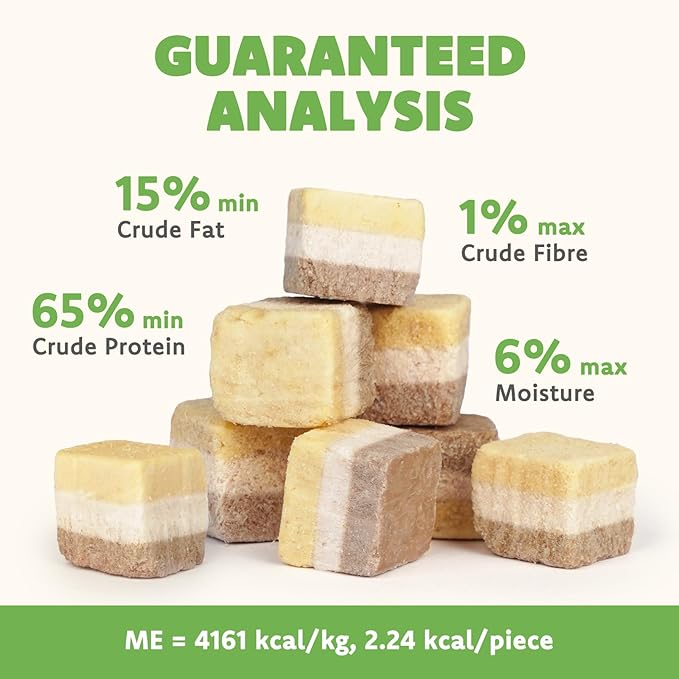 MON2SUN Triple-Layer Freeze Dried Cat & Dog Treats, Chicken, Egg & Chicken Liver Recipe Cube, Grain-Free High Protein Snacks, All Natural Food Topper or Training Rewards, 5.6oz